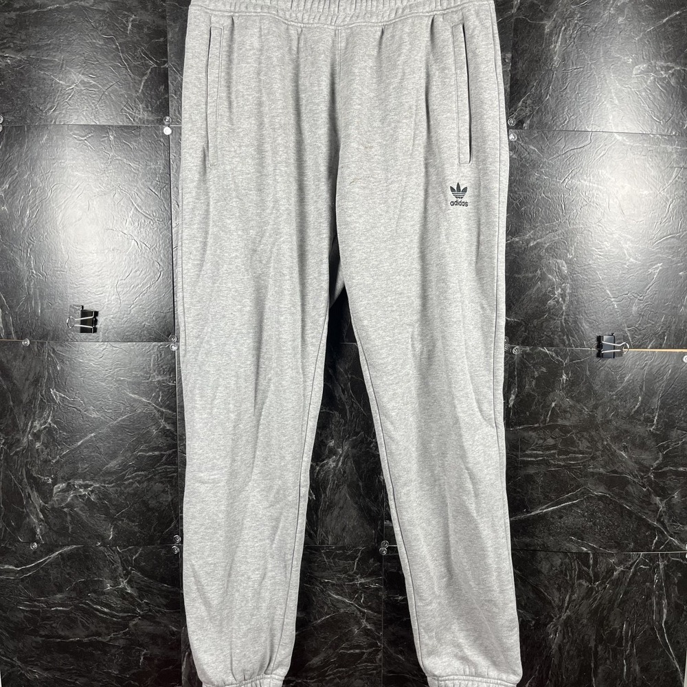 Adidas Men's Grey Fleece Sweatpants Jogger Medium -Flaws